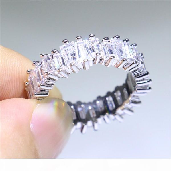 женщины ювелирные изделия ручной работы свадебные обручальное кольцо диапазона белого золота заполненные четкие 5a cz stacking кольца для но, Slivery;golden