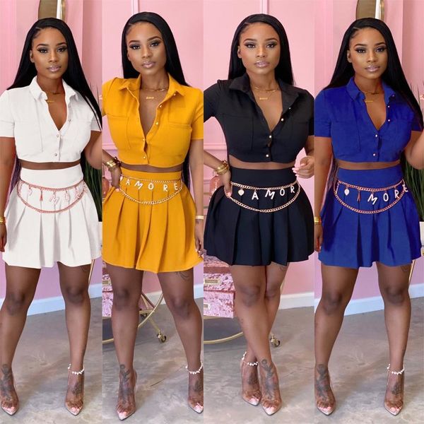 womens summer clothes 2 two piece outfits dress sets short sleeve shirt crop mini pleated skirt party nightclub plus size clothing, White
womens summer clothes 2 two piece outfits dress sets short sleeve shirt crop mini pleated skirt party nightclub plus size clothing, White