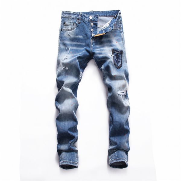 wholesale classic pants mens jeans designer pants european and american trends mens designer pants slim straight biker skinny loophole jeans, Blue
wholesale classic pants mens jeans designer pants european and american trends mens designer pants slim straight biker skinny loophole jeans, Blue