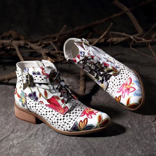adisputent women boots fashion painting flower pattern cow leather lace-up stitching ankle boots slip on pointed toe booties, Black
adisputent women boots fashion painting flower pattern cow leather lace-up stitching ankle boots slip on pointed toe booties, Black
