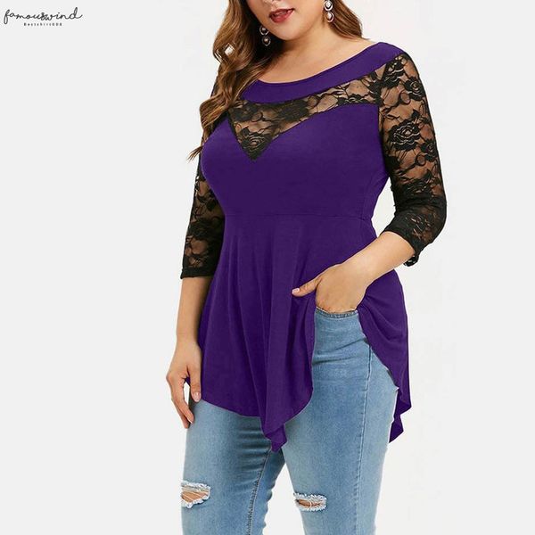 plus size women blouse solid floral lace o neck asymmetric three quarter ladies summer fashion females loose blouse g8, White
plus size women blouse solid floral lace o neck asymmetric three quarter ladies summer fashion females loose blouse g8, White