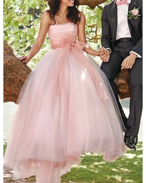 a-line wedding dresses strapless sweep / brush train tulle sleeveless country wedding dress in color with sashes / ribbons pleats, White
a-line wedding dresses strapless sweep / brush train tulle sleeveless country wedding dress in color with sashes / ribbons pleats, White