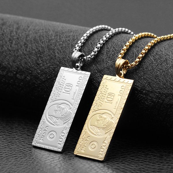 us 100 dollar money stainless steel pendant necklaces gold silver color chain sqaure necklace men women necklace hip hop jewelry
us 100 dollar money stainless steel pendant necklaces gold silver color chain sqaure necklace men women necklace hip hop jewelry