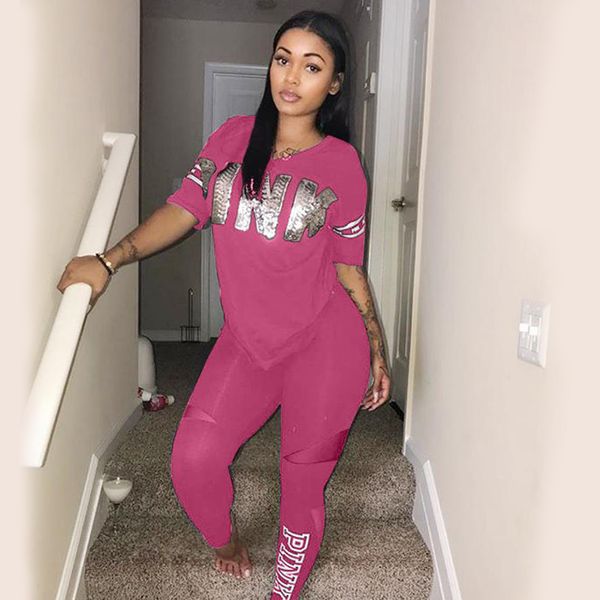 women two piece set solid letter print tracksuits short sleeve plus size t-shirt pants suits skinny pants v-neck sportsuit, White;black
women two piece set solid letter print tracksuits short sleeve plus size t-shirt pants suits skinny pants v-neck sportsuit, White;black