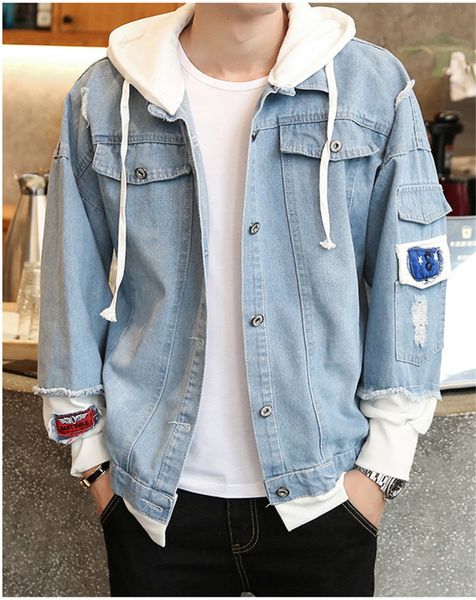 mens denim jackets hole patch designs hooded mens designer coats autumn spring casual streetwear teenagers outerwear, Black;brown
mens denim jackets hole patch designs hooded mens designer coats autumn spring casual streetwear teenagers outerwear, Black;brown