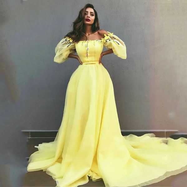 yellow off the shoulder prom dresses puff long sleeve illusion evening gowns lace appliques formal pageant party dress vestidos de novia, Black
yellow off the shoulder prom dresses puff long sleeve illusion evening gowns lace appliques formal pageant party dress vestidos de novia, Black