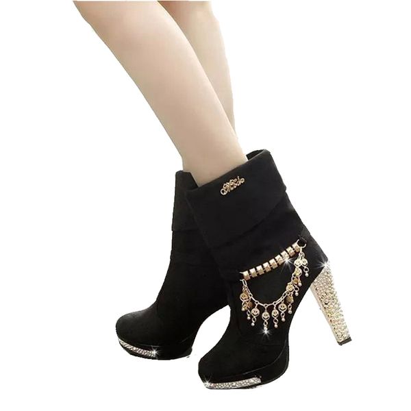 zhenzhou women's shoes 2020 autumn female boots female solid metal tassel high heels with big boot fashion boots, Black
zhenzhou women's shoes 2020 autumn female boots female solid metal tassel high heels with big boot fashion boots, Black