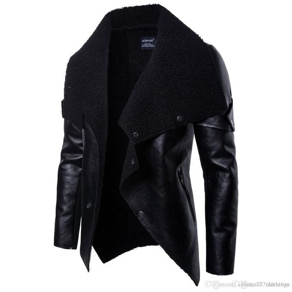 2019 fashion leather jacket motorcyclist mens faux fur coats zipper button veste de cuir spring outwear men coats, Black
2019 fashion leather jacket motorcyclist mens faux fur coats zipper button veste de cuir spring outwear men coats, Black