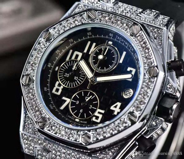 sport mens chronograph watches blue rubber diamond royal oak watch iced out watch female watches montre de luxe movement wristwatch, Slivery;brown
sport mens chronograph watches blue rubber diamond royal oak watch iced out watch female watches montre de luxe movement wristwatch, Slivery;brown