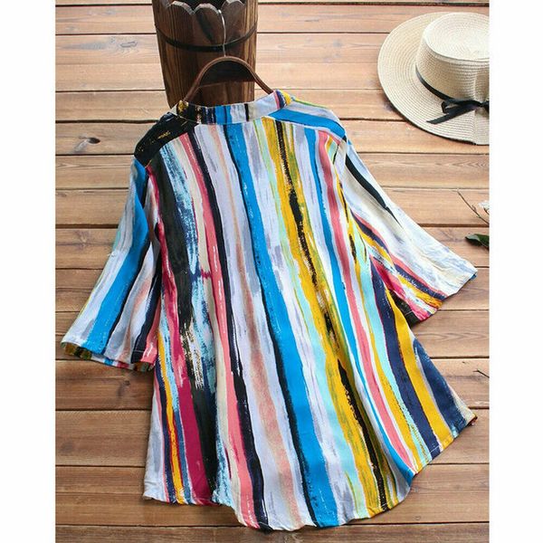 new women cotton summer gypsy baggy tunic long sleeve blouse plus size lot button colorful striped loose clothes, White
new women cotton summer gypsy baggy tunic long sleeve blouse plus size lot button colorful striped loose clothes, White