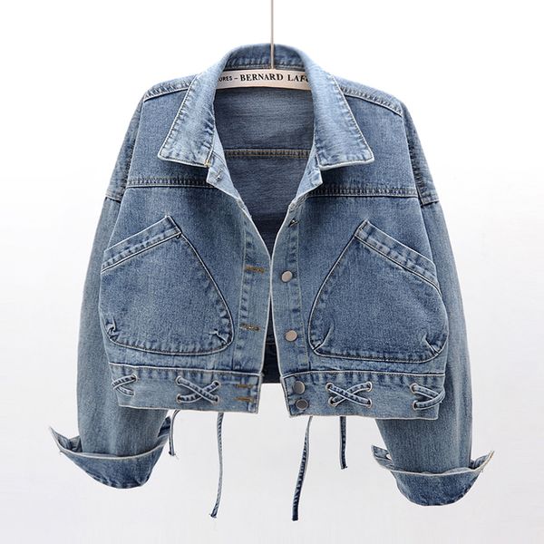 harajuku drawstring short denim jacket women spring autumn vintage batwing sleeve jeans jacket coat female loose student outwear, Black;brown
harajuku drawstring short denim jacket women spring autumn vintage batwing sleeve jeans jacket coat female loose student outwear, Black;brown