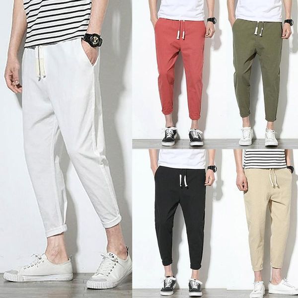 men's pants men casual solid color ankle tied pockets drawstring sports long trousers, Black
men's pants men casual solid color ankle tied pockets drawstring sports long trousers, Black