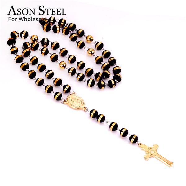 asonsteel long beaded chains rosary necklaces stainless steel cross pendant necklaces religion accessories for women/men friend, Silver 
asonsteel long beaded chains rosary necklaces stainless steel cross pendant necklaces religion accessories for women/men friend, Silver