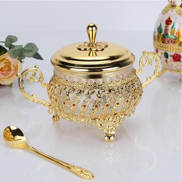 unique jars european style gold finish metal glass salt/sugar/tea/coffee jar tableware dinnerware home table decor
unique jars european style gold finish metal glass salt/sugar/tea/coffee jar tableware dinnerware home table decor