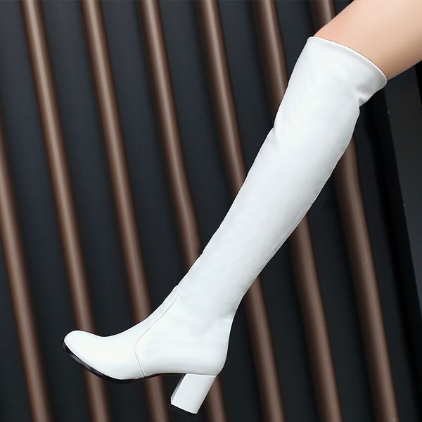 2021 fashion knee high boots women's winter boots thick high heel long round slip on spring autumn shoes woman black white
2021 fashion knee high boots women's winter boots thick high heel long round slip on spring autumn shoes woman black white