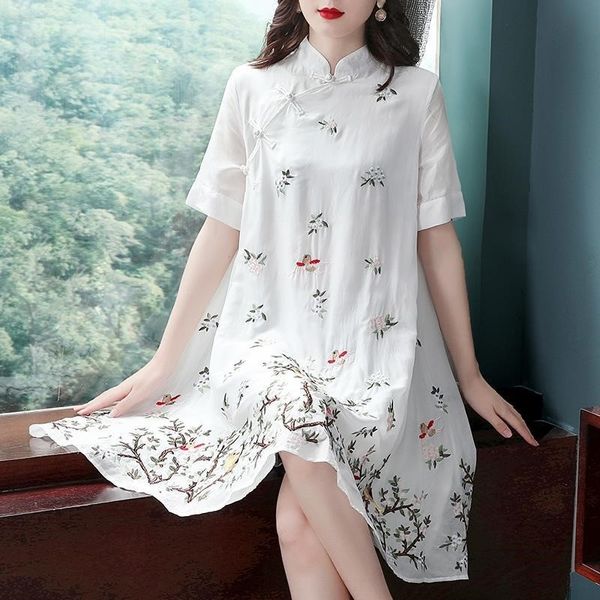 qbf4x chinese style heavy industry embroidery loose improved cheongsam dress 2020 summer new ethnic style chinese dress women's clothin, Black;gray
qbf4x chinese style heavy industry embroidery loose improved cheongsam dress 2020 summer new ethnic style chinese dress women's clothin, Black;gray