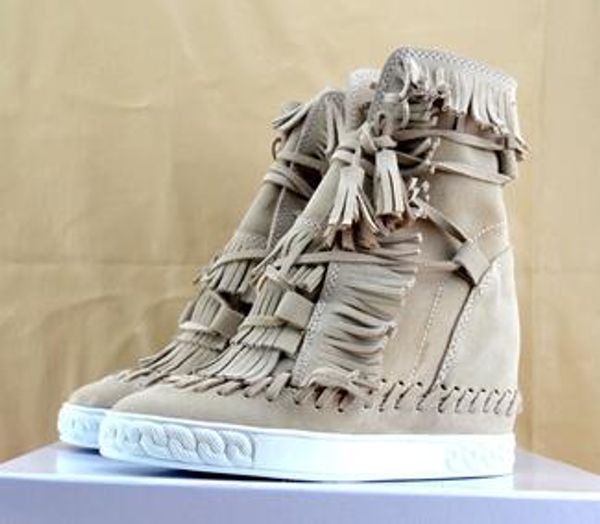 women spring autumn fringed wedge hidden casual shoes suede leather platform ankle boots lace up woman shoes 35-41, Black 
women spring autumn fringed wedge hidden casual shoes suede leather platform ankle boots lace up woman shoes 35-41, Black