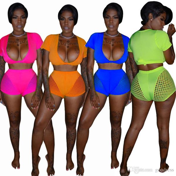 women 2 piece sports set grid panelled short sleeve crop +shorts tracksuit deep v-neck solid color summer swimwear suit, Gray
women 2 piece sports set grid panelled short sleeve crop +shorts tracksuit deep v-neck solid color summer swimwear suit, Gray