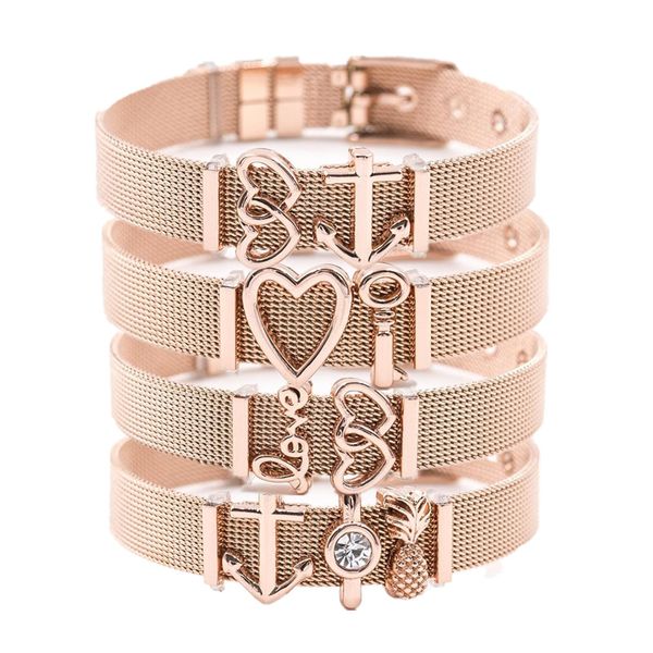 drop shipping sanshoor rose gold charm mesh bracelet set stainless steel diy charm bracelet as woman valentine's day gift, Red;blue
drop shipping sanshoor rose gold charm mesh bracelet set stainless steel diy charm bracelet as woman valentine's day gift, Red;blue