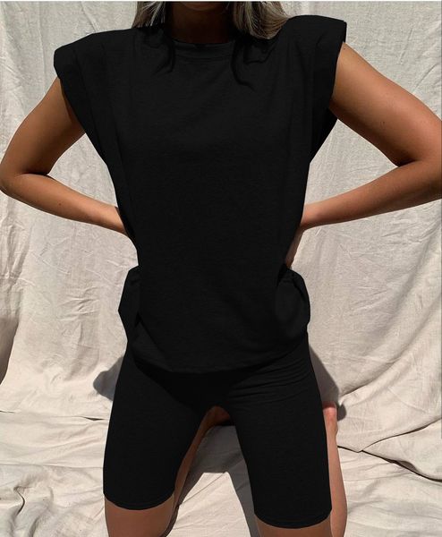 2020 spring and summer new sleeveless shoulder pad solid color t-shirt two-piece home loose sports fashion casual suit, Gray
2020 spring and summer new sleeveless shoulder pad solid color t-shirt two-piece home loose sports fashion casual suit, Gray