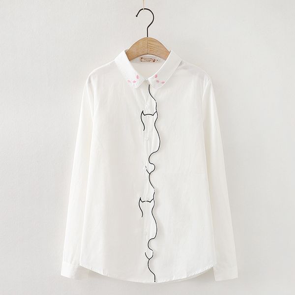 hsa 2020 placket cat embroidered button long sleeve loose female kawaii blouses women blouse turn-down collar sweet shirt, White
hsa 2020 placket cat embroidered button long sleeve loose female kawaii blouses women blouse turn-down collar sweet shirt, White