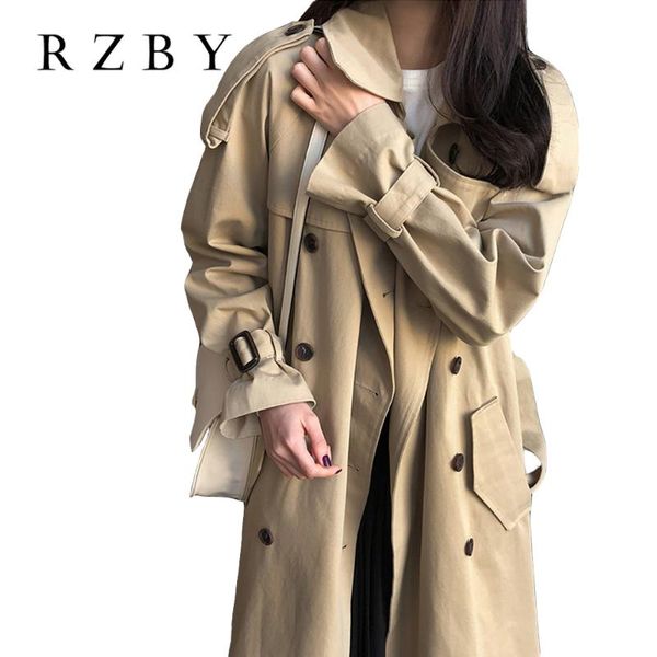 rzby 2020 fashion spring/autumn casual double breasted women simple classic long trench coat with belt chic female windbreaker, Tan;black
rzby 2020 fashion spring/autumn casual double breasted women simple classic long trench coat with belt chic female windbreaker, Tan;black