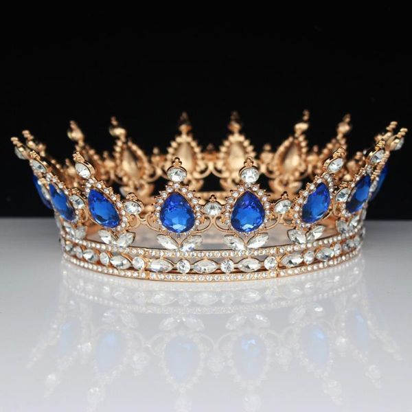 gold blue queen king tiaras and crowns bride prom headpiece women party hair ornaments wedding bridal hair jewelry accessories, Golden;silver 
gold blue queen king tiaras and crowns bride prom headpiece women party hair ornaments wedding bridal hair jewelry accessories, Golden;silver