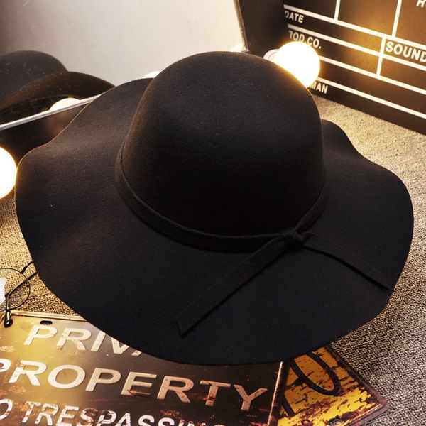 black dome female british woolen children's fashion casual all-match wool butterfly hat bowknot korean style large eaves hat, Blue;gray
black dome female british woolen children's fashion casual all-match wool butterfly hat bowknot korean style large eaves hat, Blue;gray