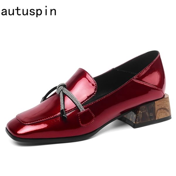 autuspin fashion women pumps autumn summer crystal mid heels female genuine leather loafers casual mules elegant party shoes, Black
autuspin fashion women pumps autumn summer crystal mid heels female genuine leather loafers casual mules elegant party shoes, Black
