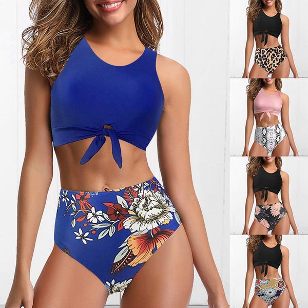 womens swimsuit two piece swimwear knot vest bikini floral high waist bottom bikini set vintage biquini bathing suit, White;black
womens swimsuit two piece swimwear knot vest bikini floral high waist bottom bikini set vintage biquini bathing suit, White;black