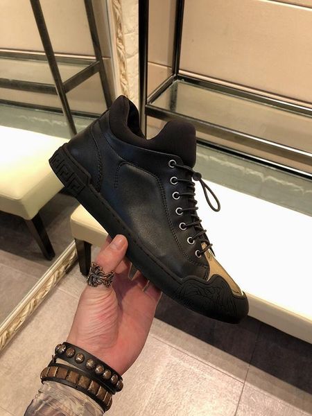 2020q luxury large size comfortable and breathable high-casual men's short boots, high-quality fashionable wild lace-up sneakers, 3, Black