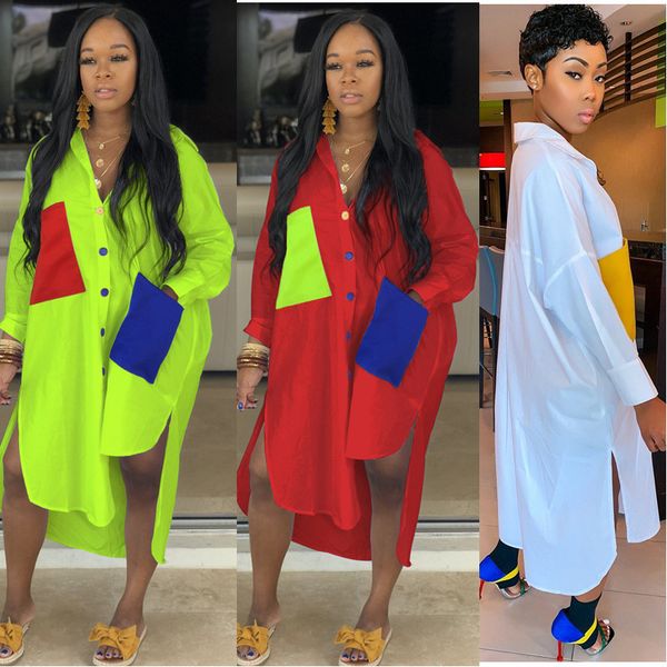 fashion women shirt dresses patchwork color with pocket turn down neck long sleeve midi casual dresses spring personality casual dress s-3xl, White
fashion women shirt dresses patchwork color with pocket turn down neck long sleeve midi casual dresses spring personality casual dress s-3xl, White