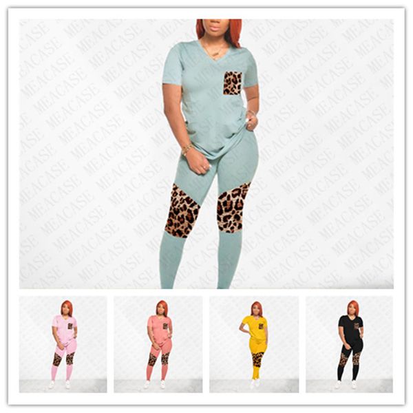 women two piece outfits designer leopard patchwork color v-neck short sleeves t shirt tees pants leggings tracksuit sports suit d72702, White
women two piece outfits designer leopard patchwork color v-neck short sleeves t shirt tees pants leggings tracksuit sports suit d72702, White