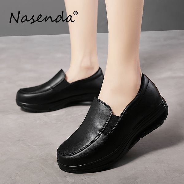 new leather shoes women work shoes casual women sneakers comfortable platform wedge fashion walking, Black
new leather shoes women work shoes casual women sneakers comfortable platform wedge fashion walking, Black