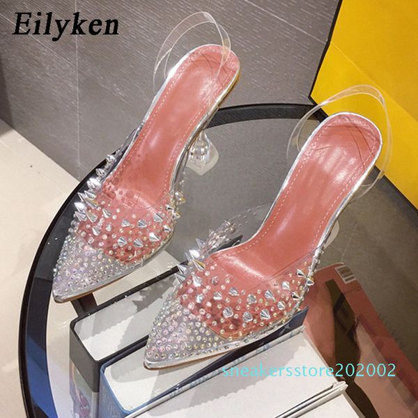eilyken 2020 fashion rivet women pumps summer pvc transparent back strap pointed toe perspex clear spike heels party shoes s02, Black
eilyken 2020 fashion rivet women pumps summer pvc transparent back strap pointed toe perspex clear spike heels party shoes s02, Black