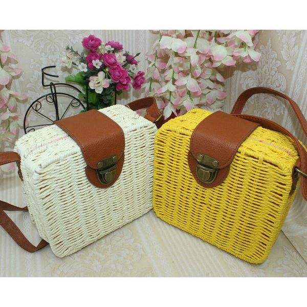 2020 women girl rattan straw bag woven square handbag crossbody beach bags female beach handbag messenger bags