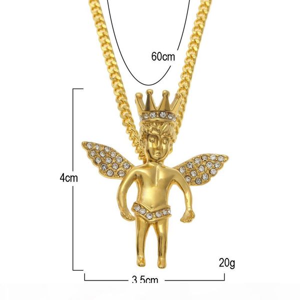 fashion jewelry stainless steel crown angel insert diamond pendant necklace with 24inch cuba chain necklace hip hop neckace, Silver
fashion jewelry stainless steel crown angel insert diamond pendant necklace with 24inch cuba chain necklace hip hop neckace, Silver