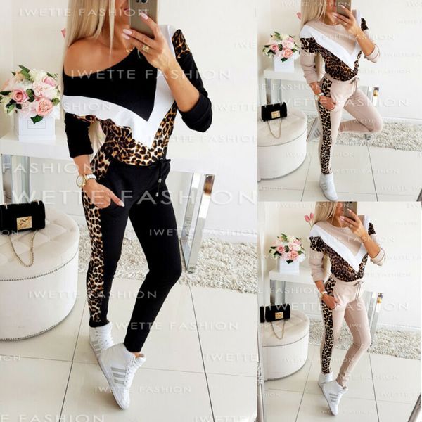 us womens sport hoodies sweatshirt leopard print set 2pcs tracksuit sweat suit, White;black
us womens sport hoodies sweatshirt leopard print set 2pcs tracksuit sweat suit, White;black