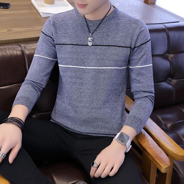 2020 men's autumn new thin sweater youth round neck pullover slim bottoming all-match striped sweater, White;black
2020 men's autumn new thin sweater youth round neck pullover slim bottoming all-match striped sweater, White;black