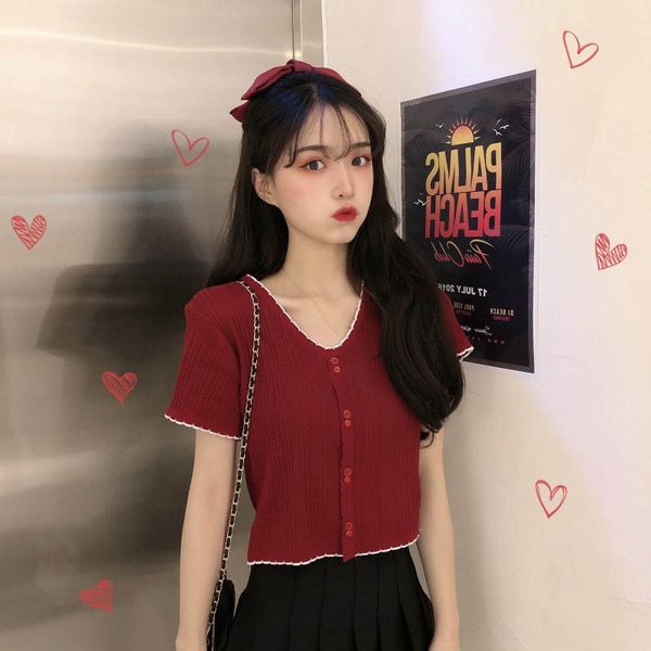 elegant style girls' navel-exposed t-shirt short slim fit v-neck knitted short-sleeved t-shirt women's summer clothing, White;black
elegant style girls' navel-exposed t-shirt short slim fit v-neck knitted short-sleeved t-shirt women's summer clothing, White;black