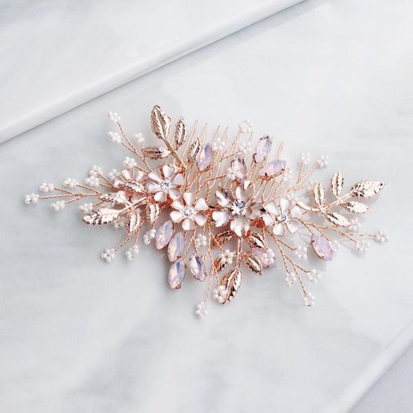 women flower hair combs rose gold color leaf hair jewelry accessories elegant pink crystal wedding ornament for bride, Golden;silver
women flower hair combs rose gold color leaf hair jewelry accessories elegant pink crystal wedding ornament for bride, Golden;silver