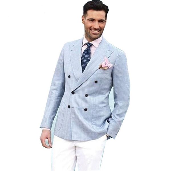 summer light blue men suit double breasted jacket with pants peak lapel slim fit wedding guest wear prom party formal suit custom made, Black;gray
summer light blue men suit double breasted jacket with pants peak lapel slim fit wedding guest wear prom party formal suit custom made, Black;gray