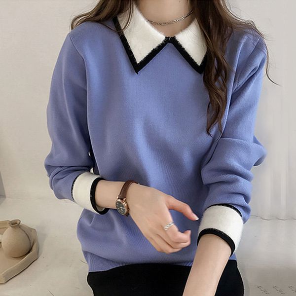 peter pan collar sweater women's new winter korean-style pullover collar doll knit low waist jersey, White;black
peter pan collar sweater women's new winter korean-style pullover collar doll knit low waist jersey, White;black