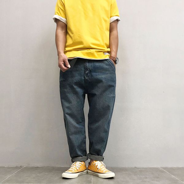 spring autumn men vintage straight jeans with pockets fashion loose streetwear male pencil pants denim cotton harem trousers, Blue
spring autumn men vintage straight jeans with pockets fashion loose streetwear male pencil pants denim cotton harem trousers, Blue