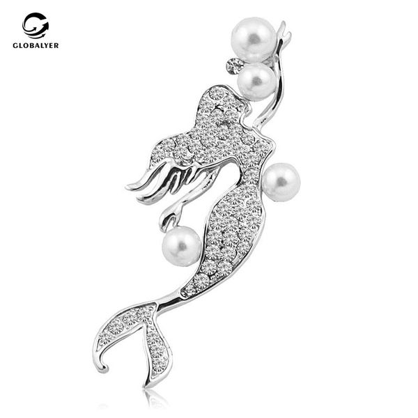korean version of the new alloy crystal jewelry pearl jewelry crystal simple and stylish with mermaid brooch friends' gifts, Gray
korean version of the new alloy crystal jewelry pearl jewelry crystal simple and stylish with mermaid brooch friends' gifts, Gray