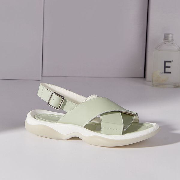 women's genuine leather shoes flat round toe cross tied buckle sandals platform sandals women shoes, Black
women's genuine leather shoes flat round toe cross tied buckle sandals platform sandals women shoes, Black