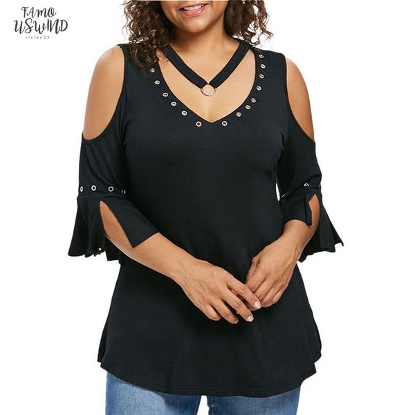 fashion women t shirt plus size female cold shoulder tees summer women short sleeve for summer 2020 v neck short, White
fashion women t shirt plus size female cold shoulder tees summer women short sleeve for summer 2020 v neck short, White