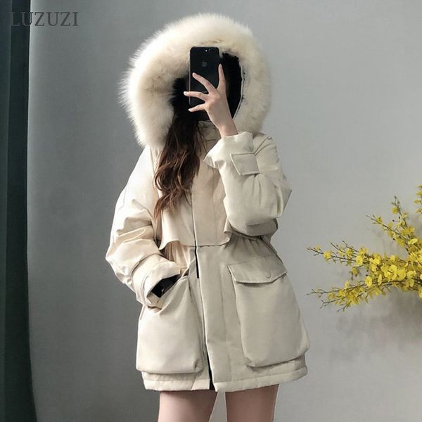 women's down & parkas luzuzi large natural fur hooded winter jacket 90% white duck thick warm coat female sash tie up outwear, Black
women's down & parkas luzuzi large natural fur hooded winter jacket 90% white duck thick warm coat female sash tie up outwear, Black