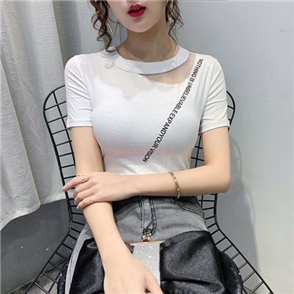 2020 Summer Korean Slim Hollowing Out Women's Short Sleeve T-Shirt Leaky Collarbone Half Sleeve Cotton Body Top Full of Femininity
2020 Summer Korean Slim Hollowing Out Women's Short Sleeve T-Shirt Leaky Collarbone Half Sleeve Cotton Body Top Full of Femininity