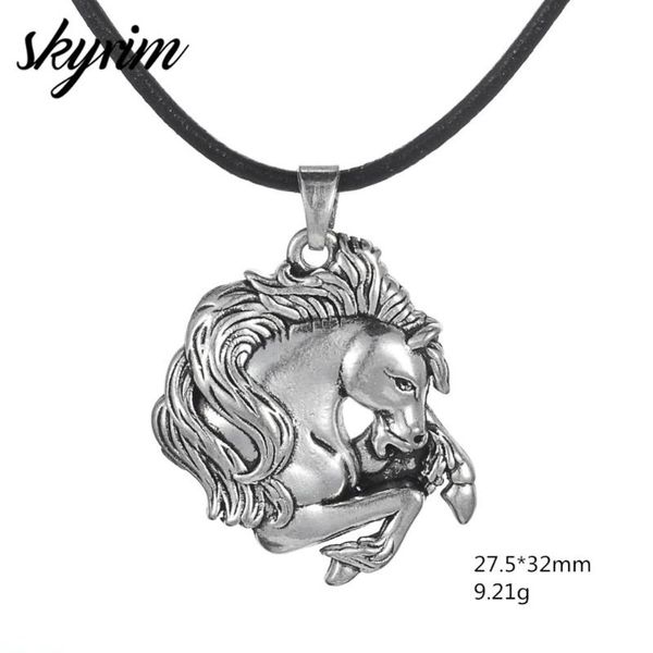 skyrim vintage necklace diy jewelry findings horse head animal floating charm pendant black soft leather chain lobster clasp, Silver
skyrim vintage necklace diy jewelry findings horse head animal floating charm pendant black soft leather chain lobster clasp, Silver